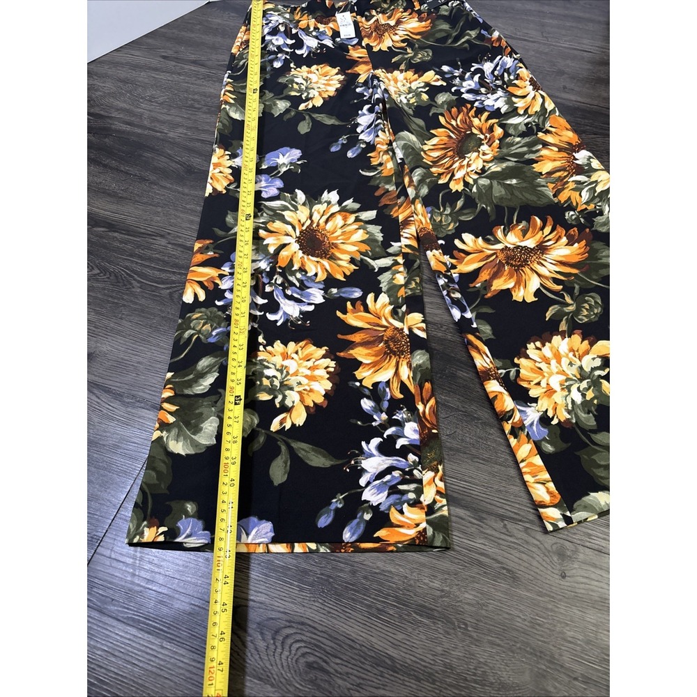NWT NY&Co Women Size 12 Sunflower Floral Wide Leg Stretch Trousers Boho Summer - Picture 2 of 14